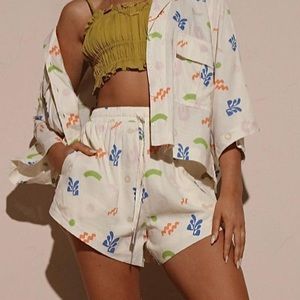 Lost in Lunar Sz Medium Lani Shorts Abstract Lunar Print Oversized Bottoms Only